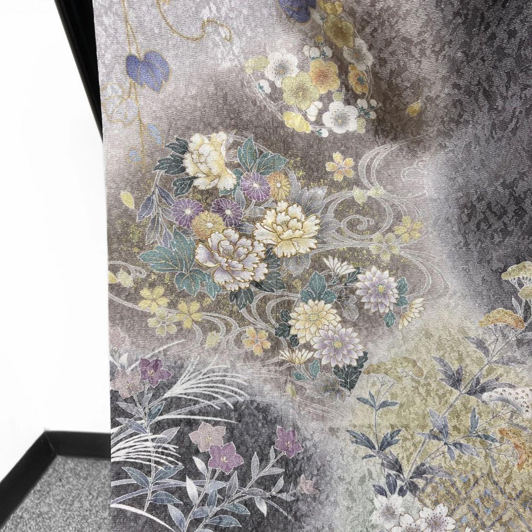 訪問着　金駒刺繍　金通し　道長取り　牡丹　梅　桔梗　桜　菊　着物　084w d