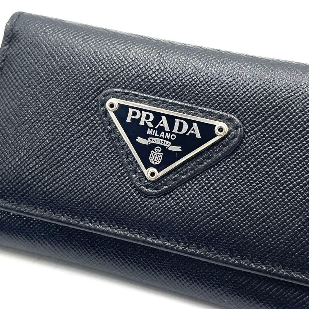 極美品● PRADA プラダ キーケース 6連 三角ロゴ サフィアーノ レザー