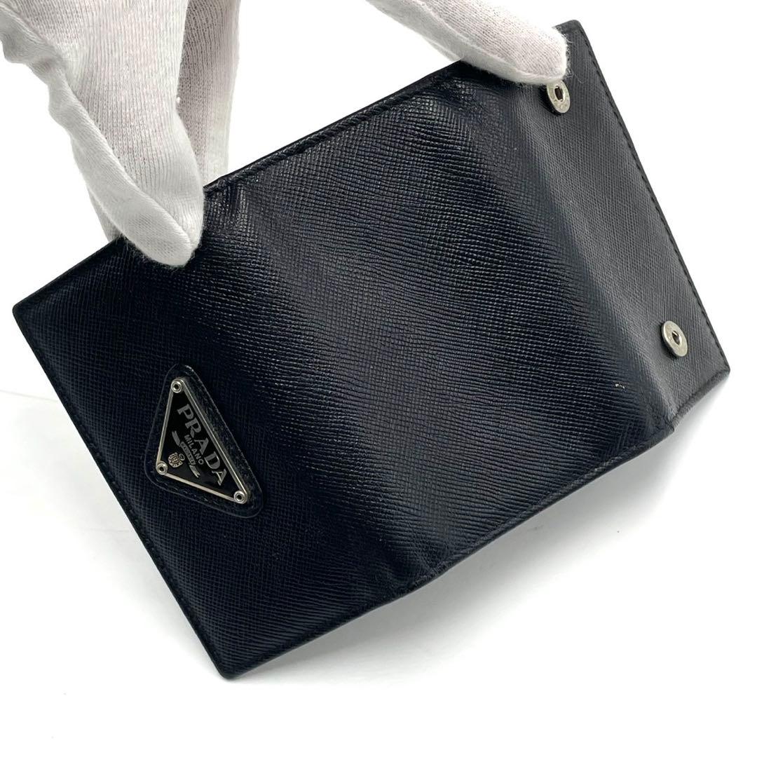 極美品● PRADA プラダ キーケース 6連 三角ロゴ サフィアーノ レザー
