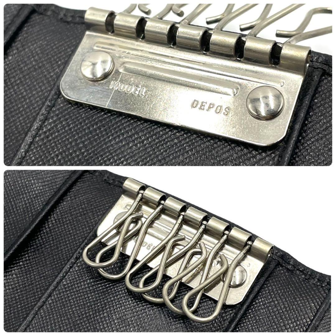 極美品● PRADA プラダ キーケース 6連 三角ロゴ サフィアーノ レザー