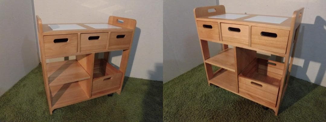 アウトレット【新品/全国一律送料無料】天然木キッチンワゴンカウンター