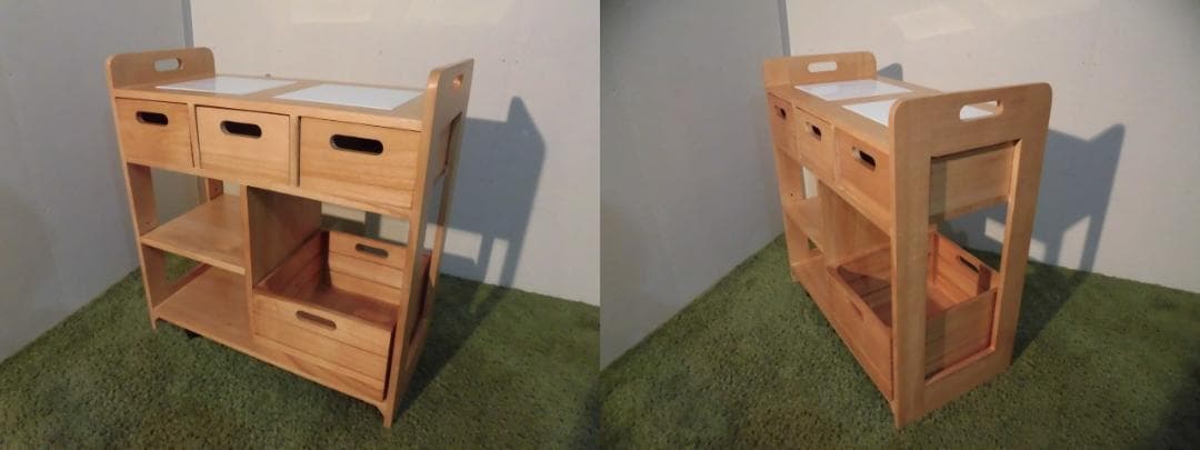 アウトレット【新品/全国一律送料無料】天然木キッチンワゴンカウンター