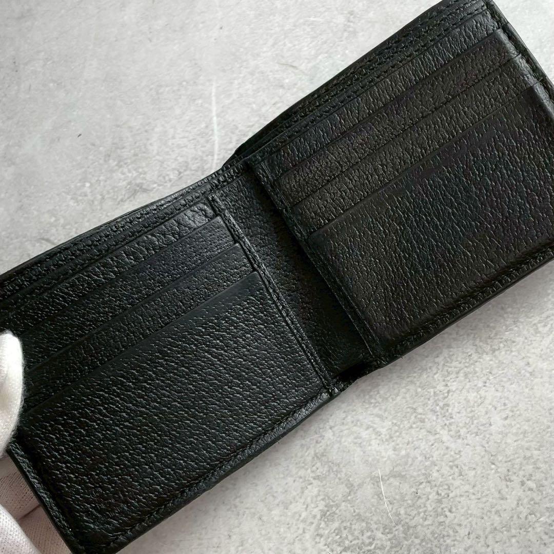 GUCCI 二つ折り財布 GGマーモント グッチ 小銭入れ レザー ブラック 黒
