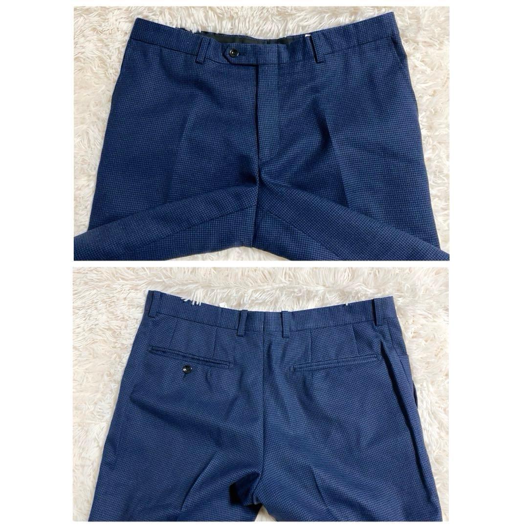 【ネイビー・千鳥柄】スーツセレクト　セットアップ　大きいサイズA7　超美品