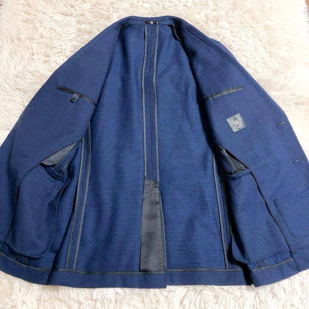 【ネイビー・千鳥柄】スーツセレクト　セットアップ　大きいサイズA7　超美品