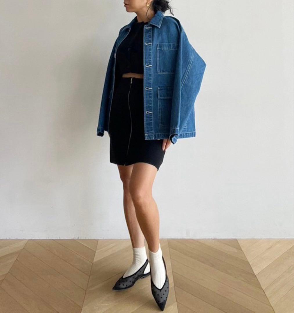 シールームリン DENIMワークカバーオールジャケット　ブルー　FREE