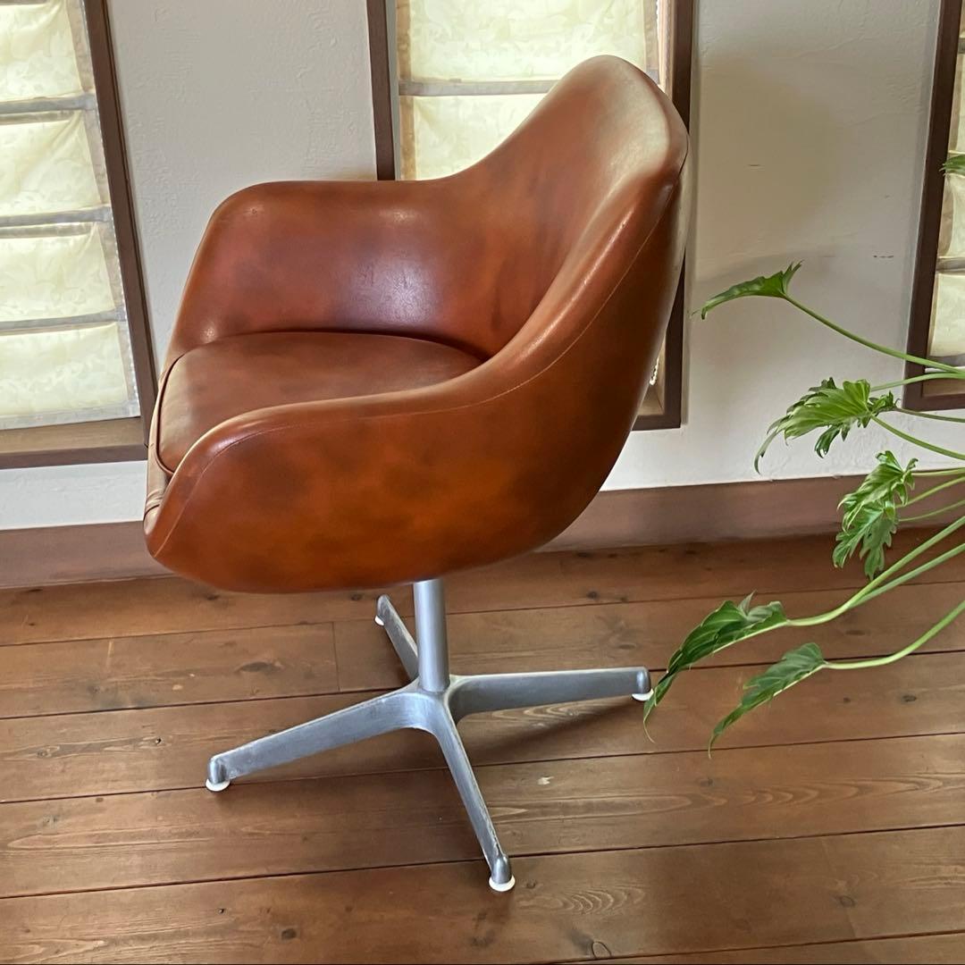 ミッドセンチュリー ヴィンテージくるくる回る椅子 当時物 希少品 昭和レトロ