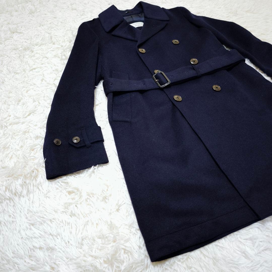 極美品 トゥモローランドピルグリム カシミヤ混 ダブルブレストコート紺46