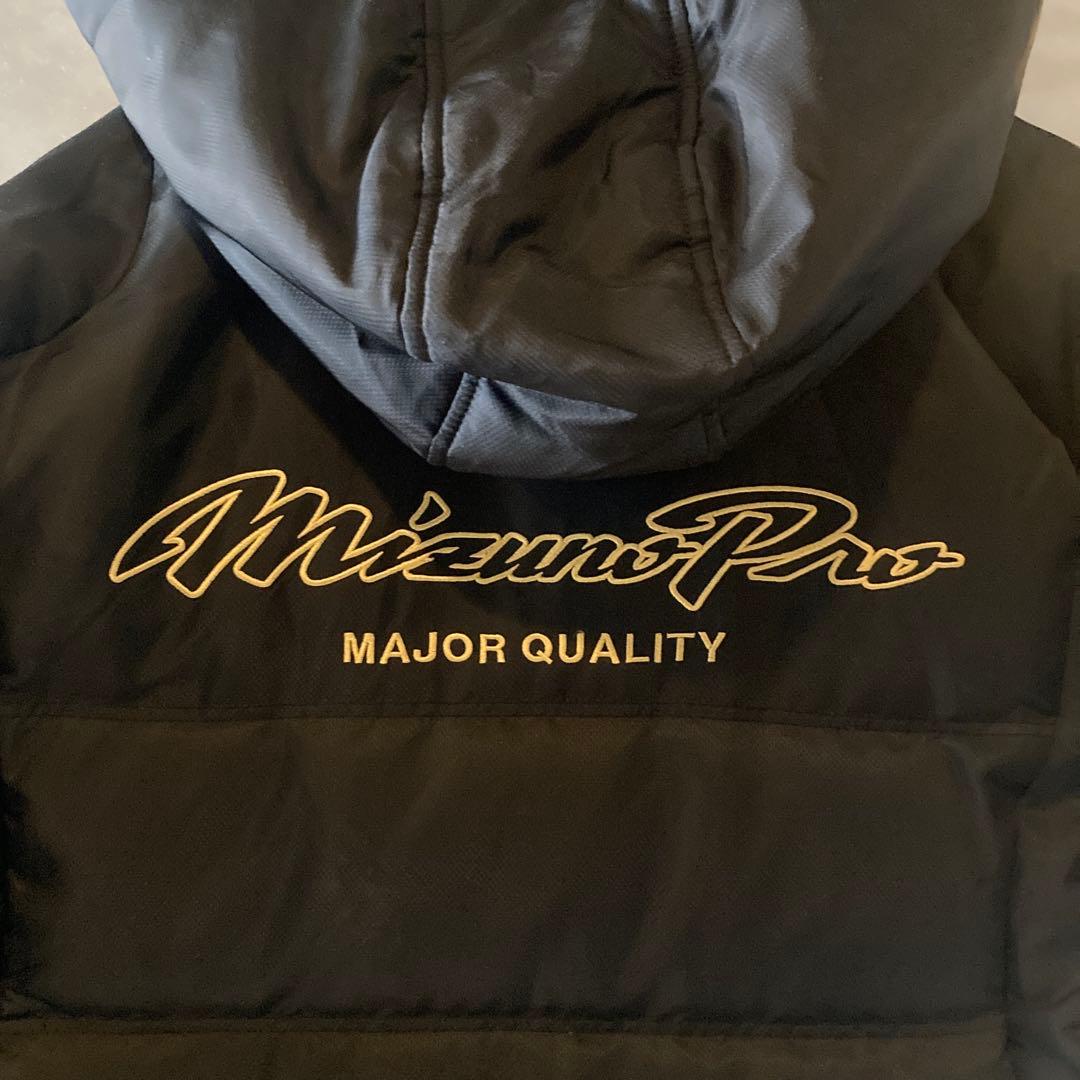 ミズノプロ フード付きダウンコート M ブラック 野球 ベンチコート