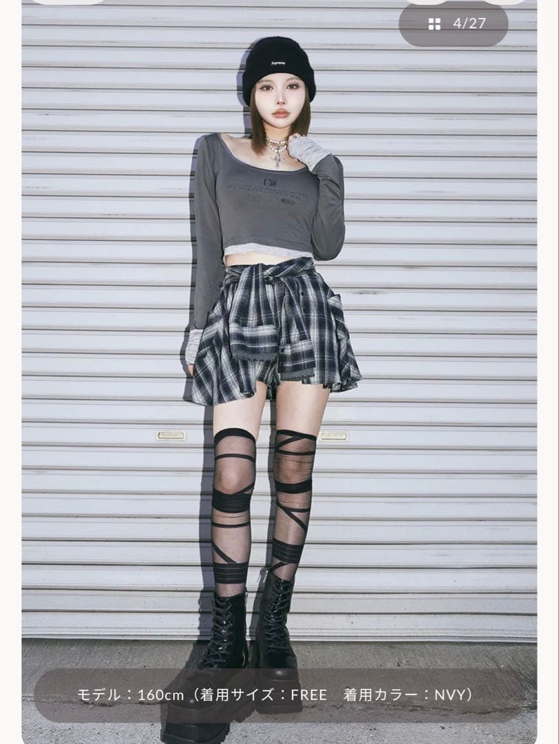 レイヤードチェックショートパンツ