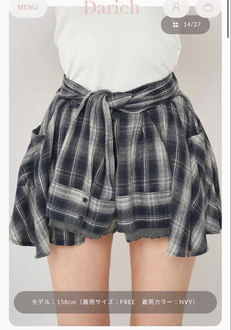 レイヤードチェックショートパンツ