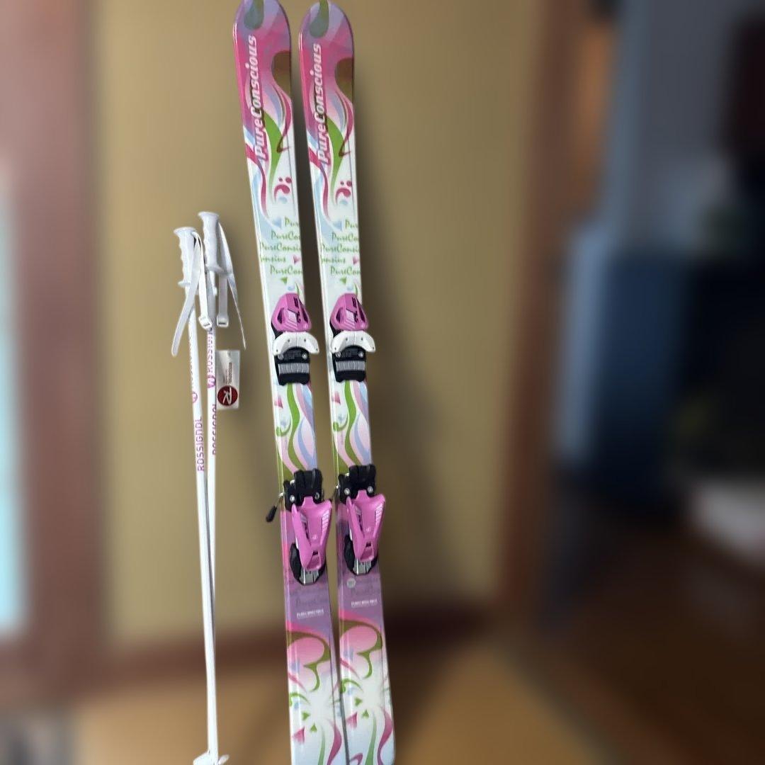 Pure Conscious スキー 板 ピンク　130 ストック付