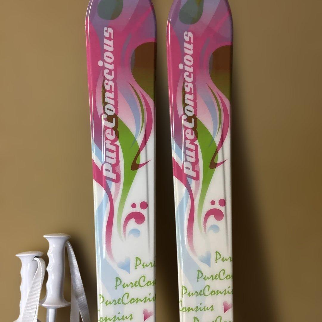 Pure Conscious スキー 板 ピンク　130 ストック付