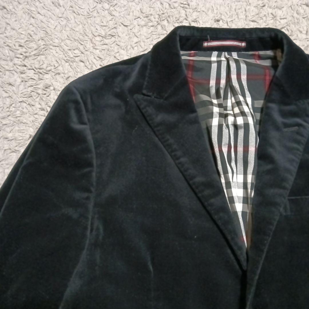 バーバリーブラックレーベル　L　ノバチェック　ベロアテーラードジャケット