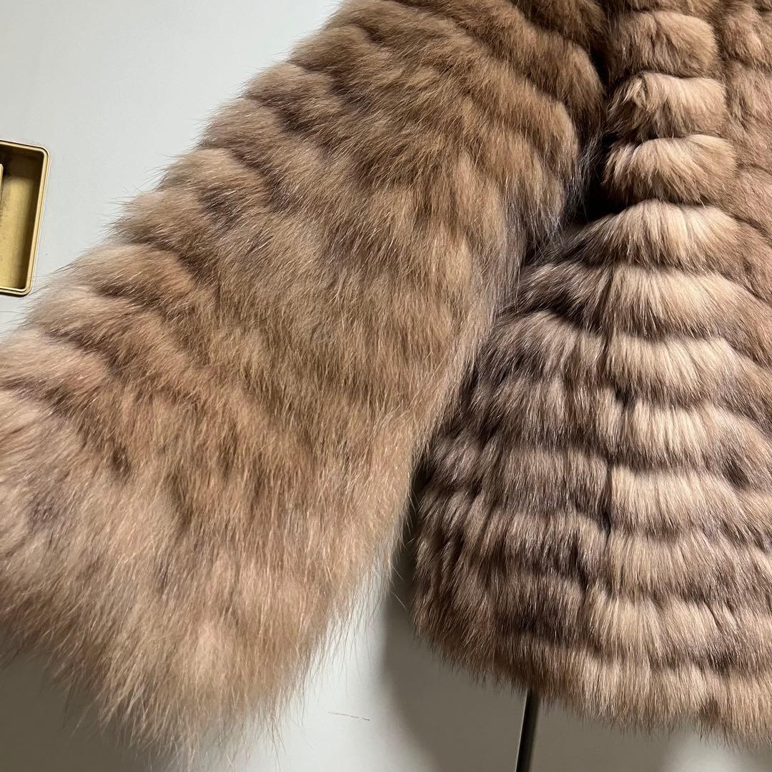 破格値お値下げ不可　本物ブルーフォックス毛皮ジャケットコート　定価36万タグ