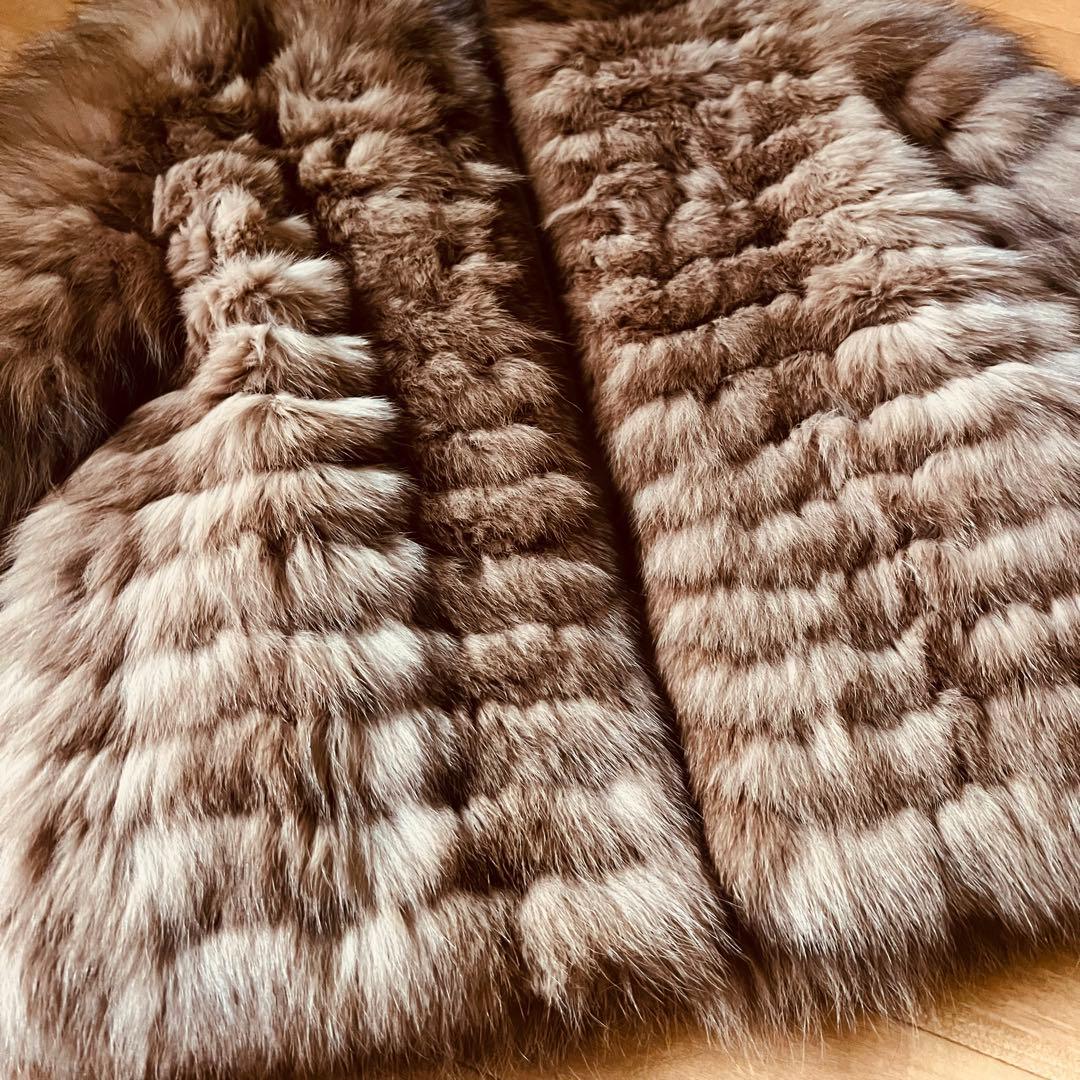 破格値お値下げ不可　本物ブルーフォックス毛皮ジャケットコート　定価36万タグ