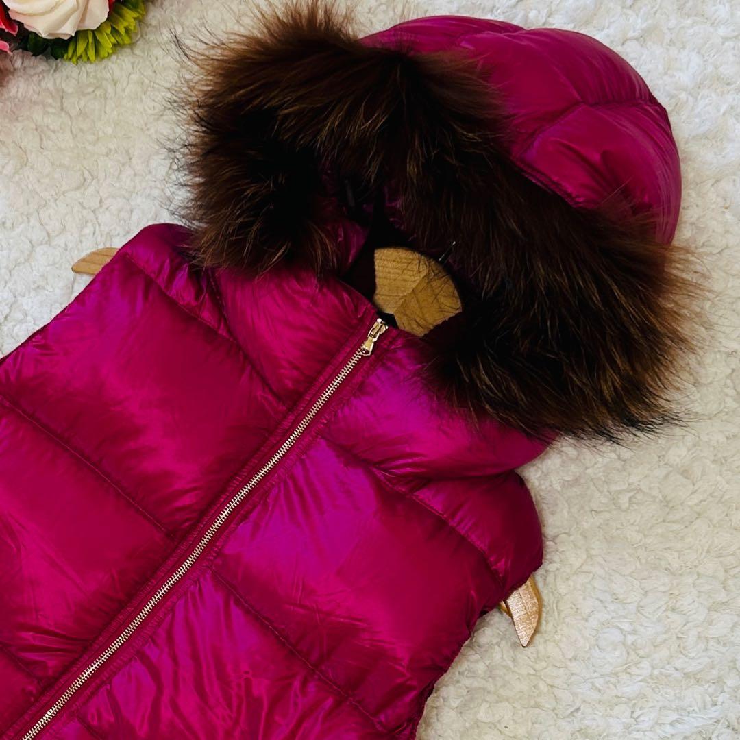 未使用級✨タトラス　ダウンベストS タヌキファー　エレガンス　ゴールドジップ