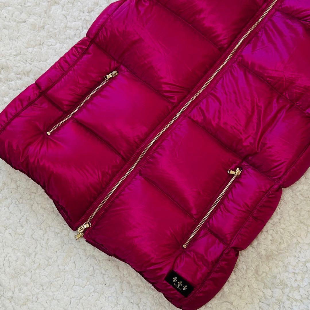 未使用級✨タトラス　ダウンベストS タヌキファー　エレガンス　ゴールドジップ