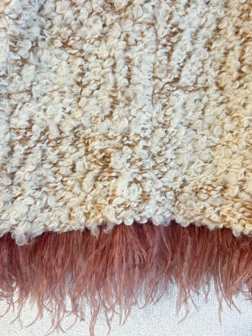 【再値下げ】美品AINEA アイネア ノーカラーツィードジャケット ピンクファー