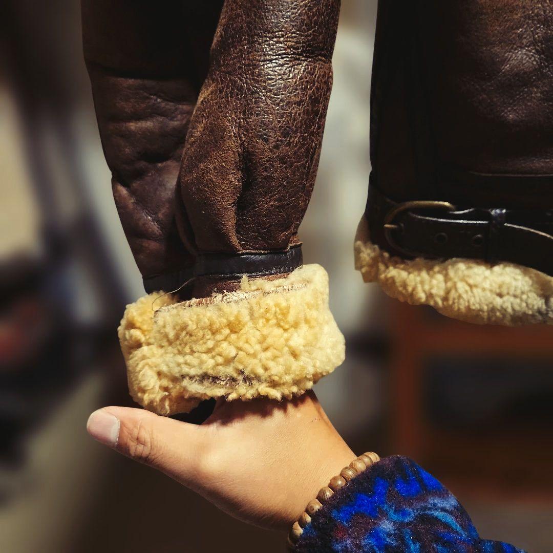 希少 美品 極上 ムートン B-3 本革フライトジャケット 羊革 ヴィンテージ