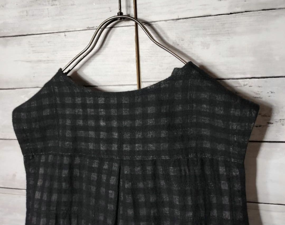 ワイズ ヨウジヤマモト Vネックノースリーブロングワンピース ウール裏地ナイロン