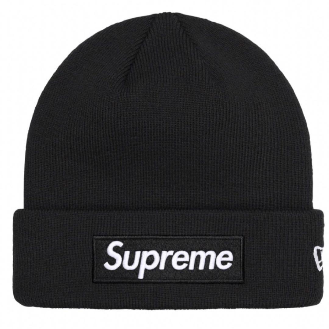 Supreme ブラック ニット帽 ステッカー付き
