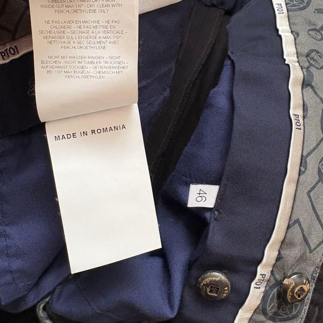 PT01 スラックス ノープリーツ ストレッチ ウール 46