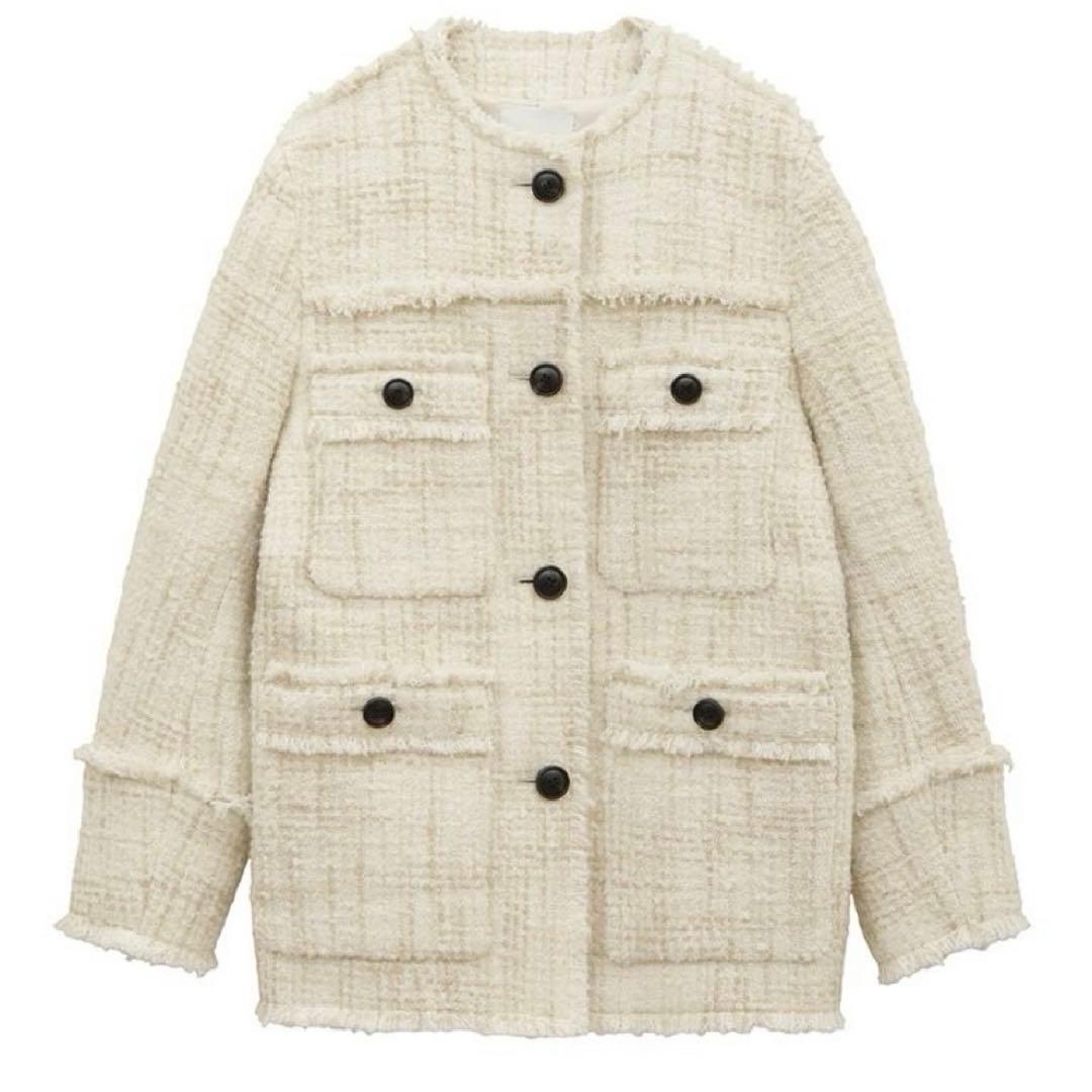 CLANE クラネ　ノーカラーツイードジャケット　サイズ1