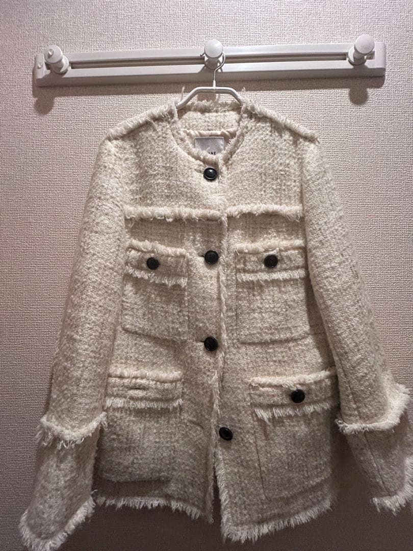 CLANE クラネ　ノーカラーツイードジャケット　サイズ1