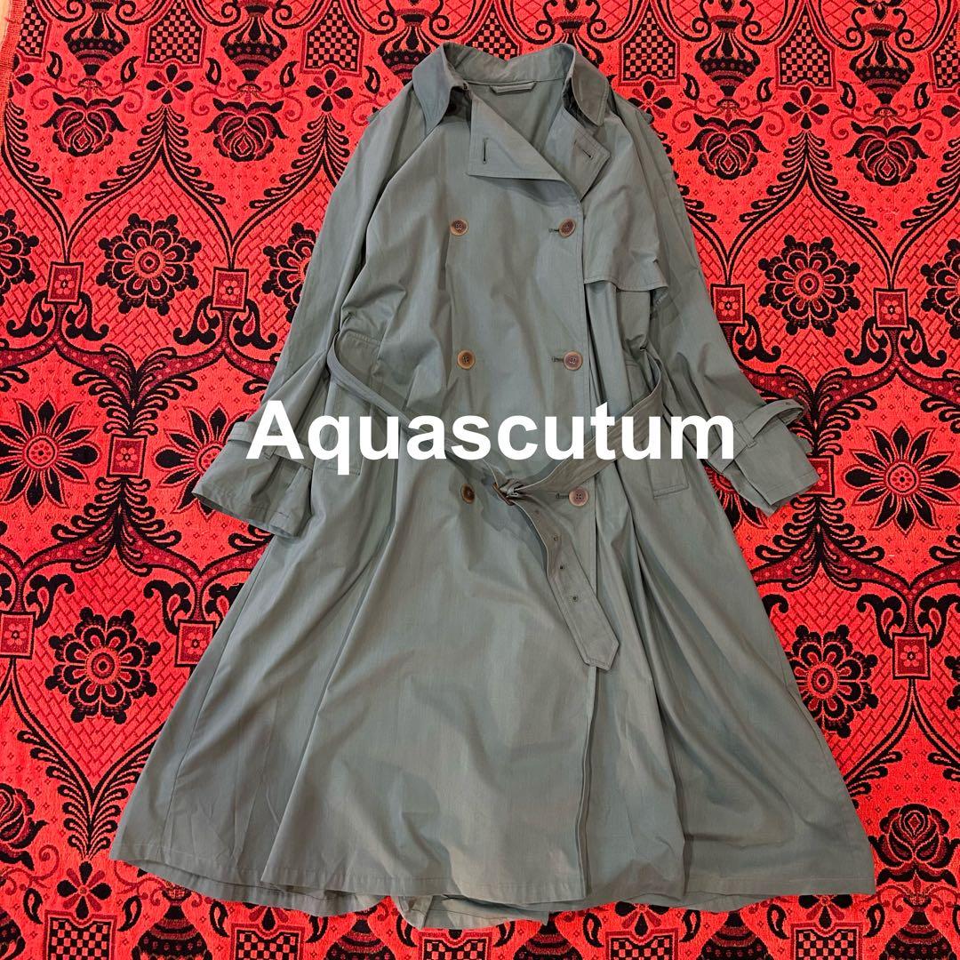 AQUASCUTUM トレンチコート ロング丈 カーキ イングランド製 英国製