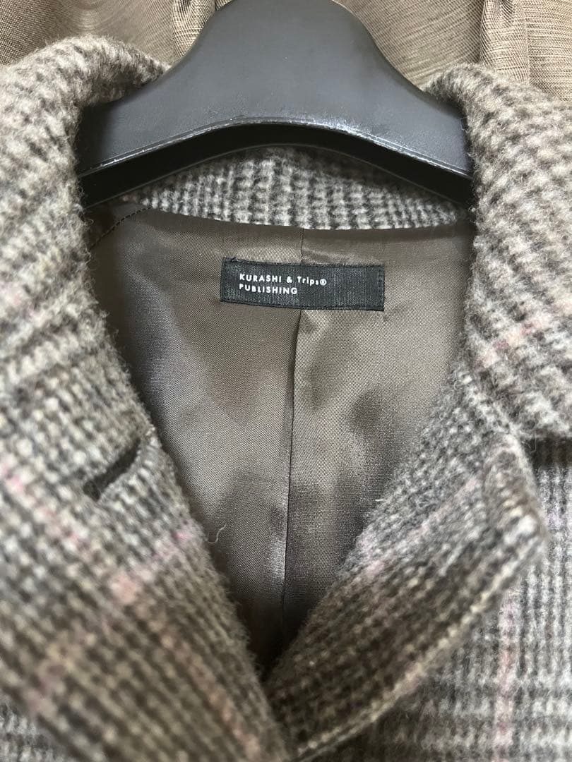 北欧、暮らしの道具店 かろやかに揺れるウールロングコート チェック柄