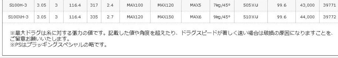 SHIMANO COLTSNIPER XR S100XH-3 3ピース