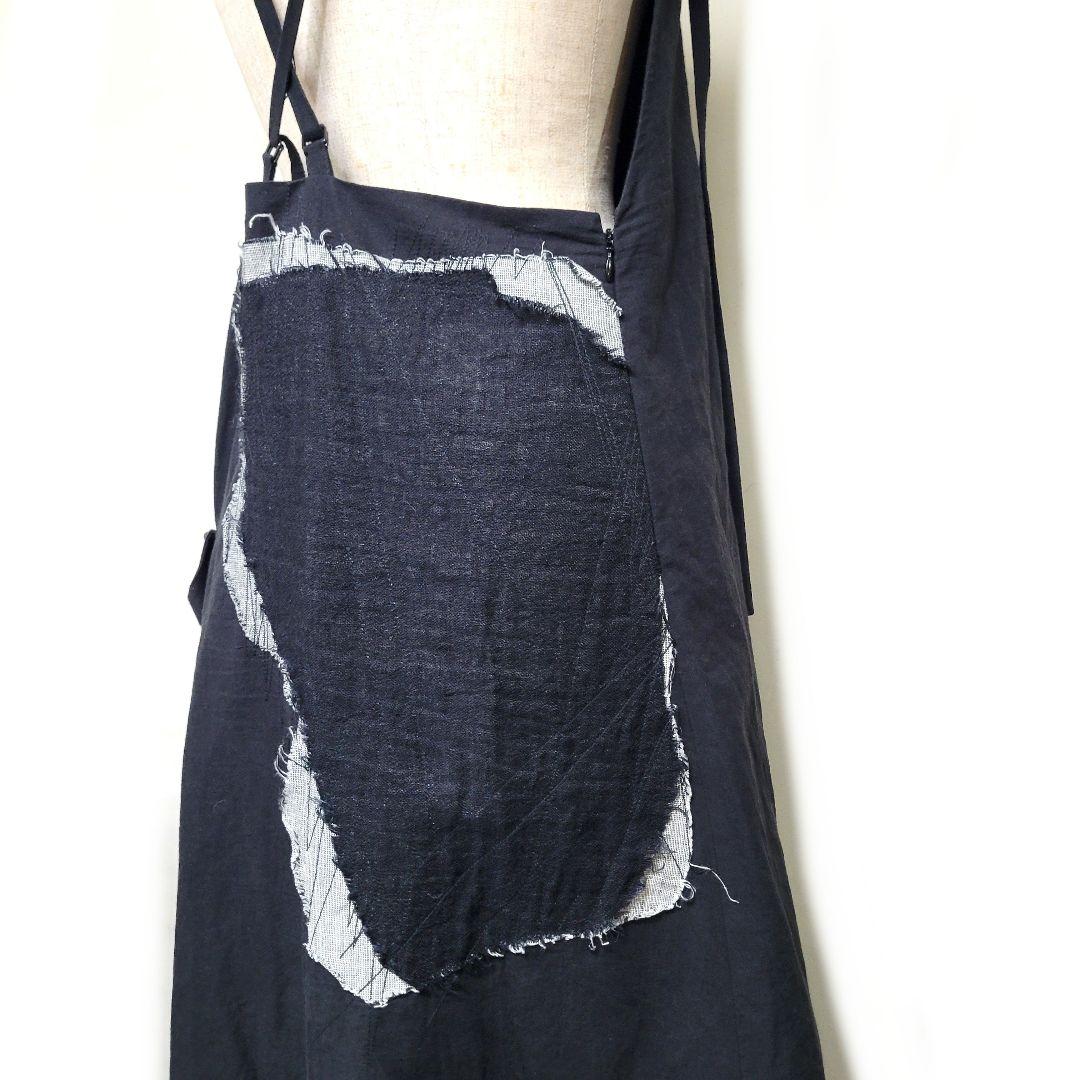 【美品】Y's ワイズ パッチ刺繍 ワンピース ドレス 麻