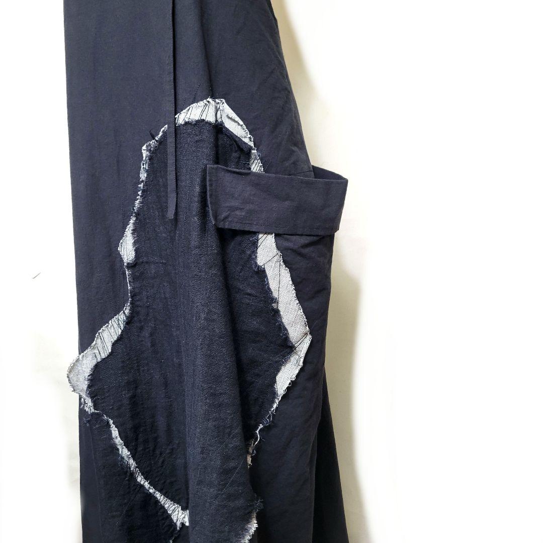 【美品】Y's ワイズ パッチ刺繍 ワンピース ドレス 麻