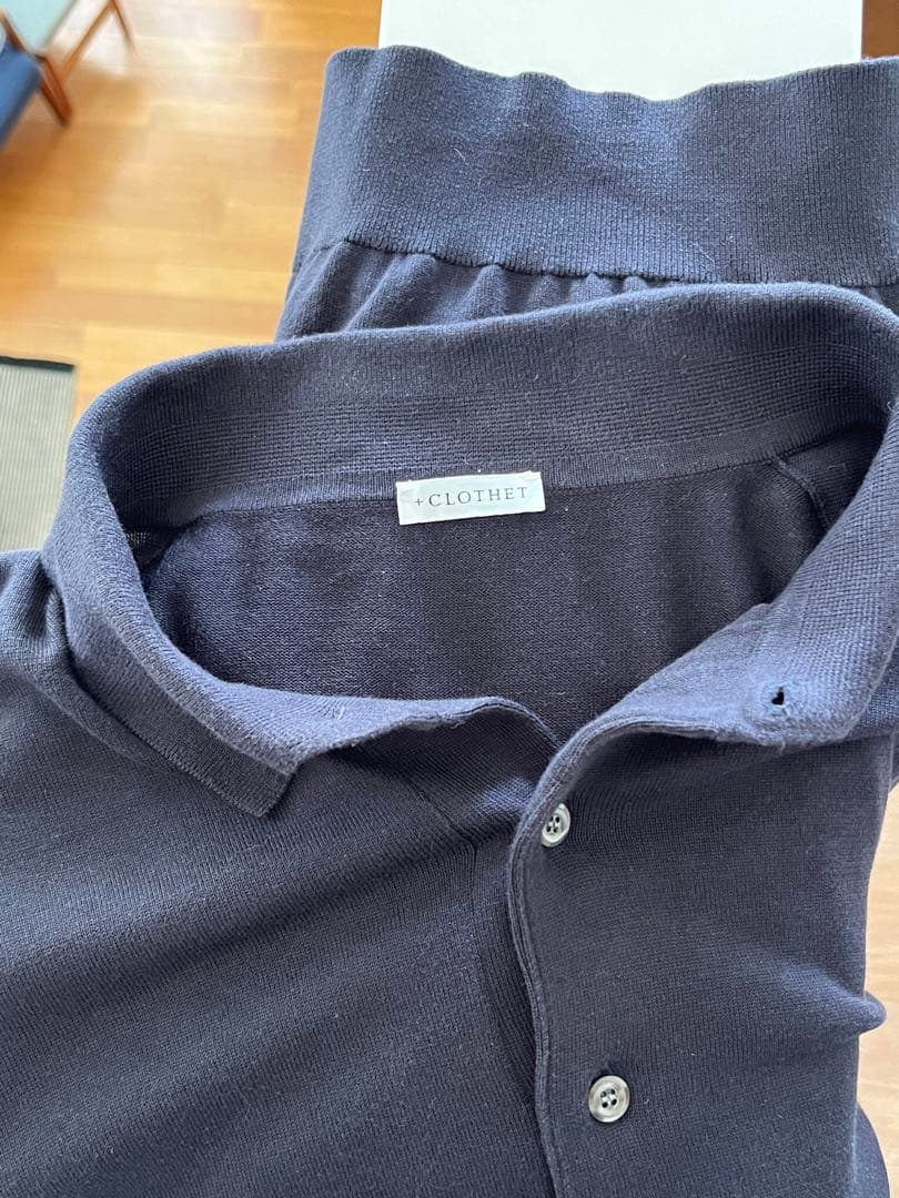 +CLOTHET クロスクローゼット 長袖ニットポロシャツ ネイビー