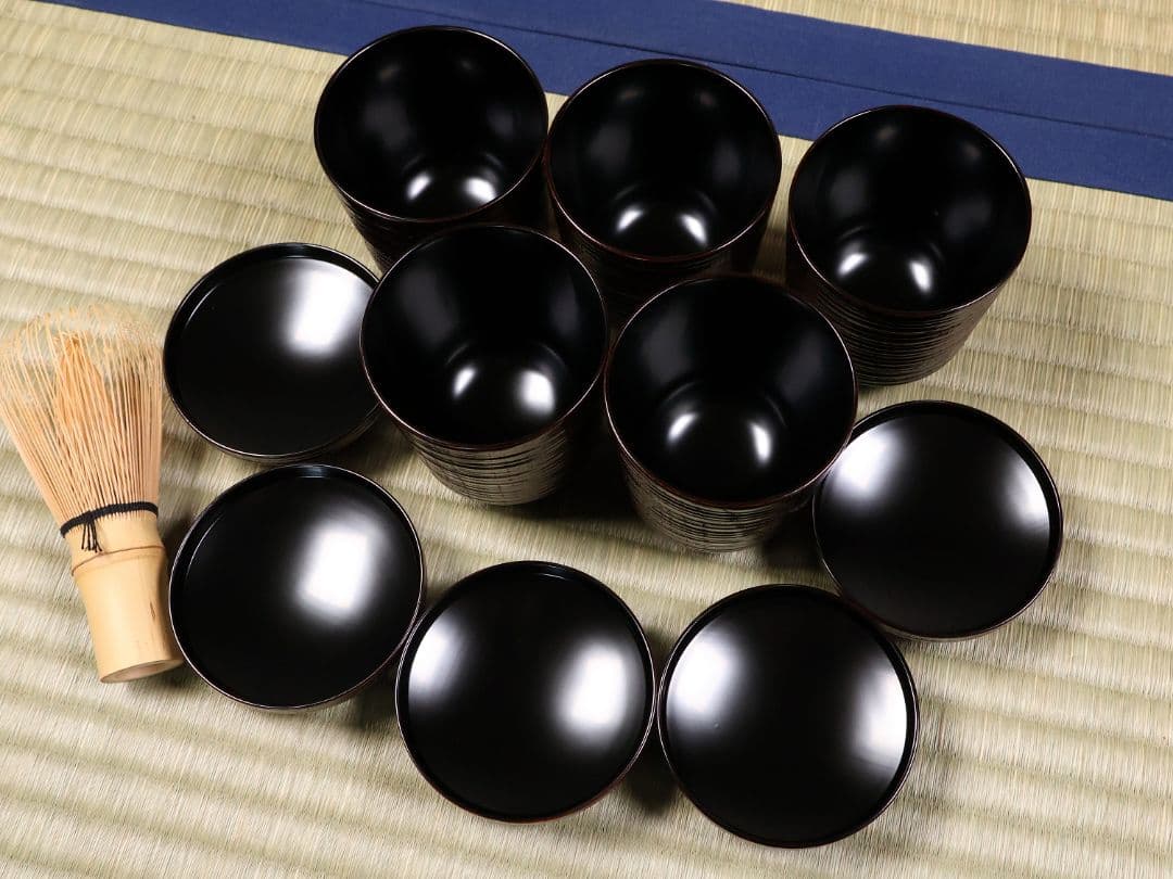 良好 懐石道具一式 木製漆器 各種椀 引き盃 盃台 折敷 四方膳 欅 CM183