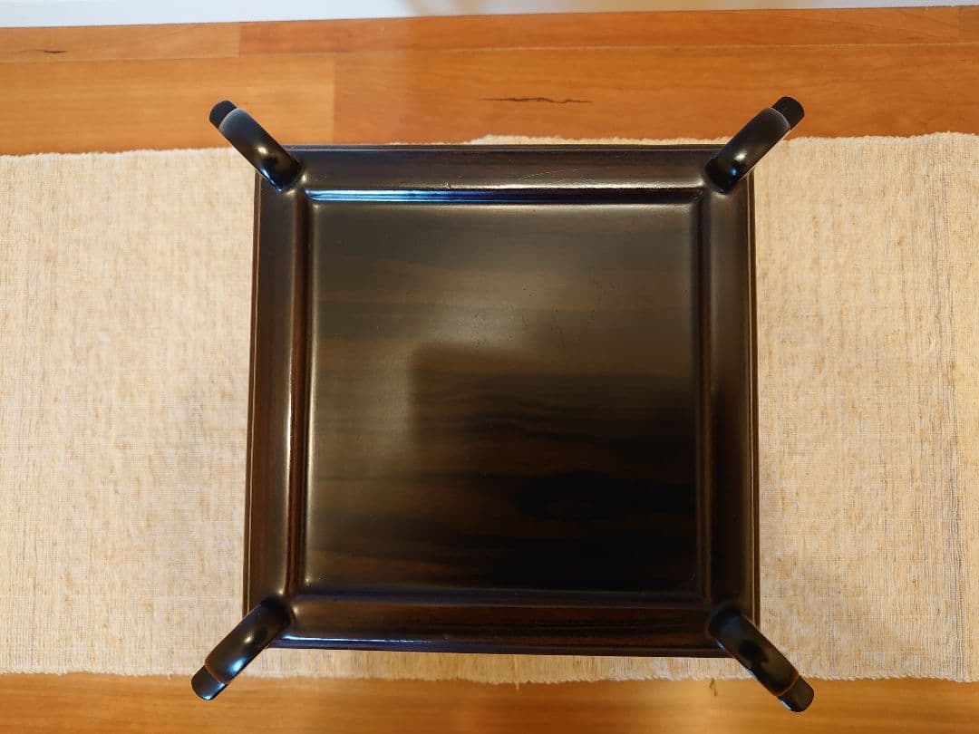 唐木 花台 香炉台 透かし彫り 黒檀