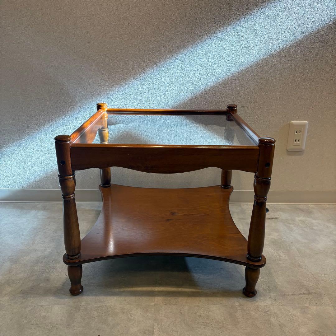 ローテーブル　天板ガラス　ニチハン　木製