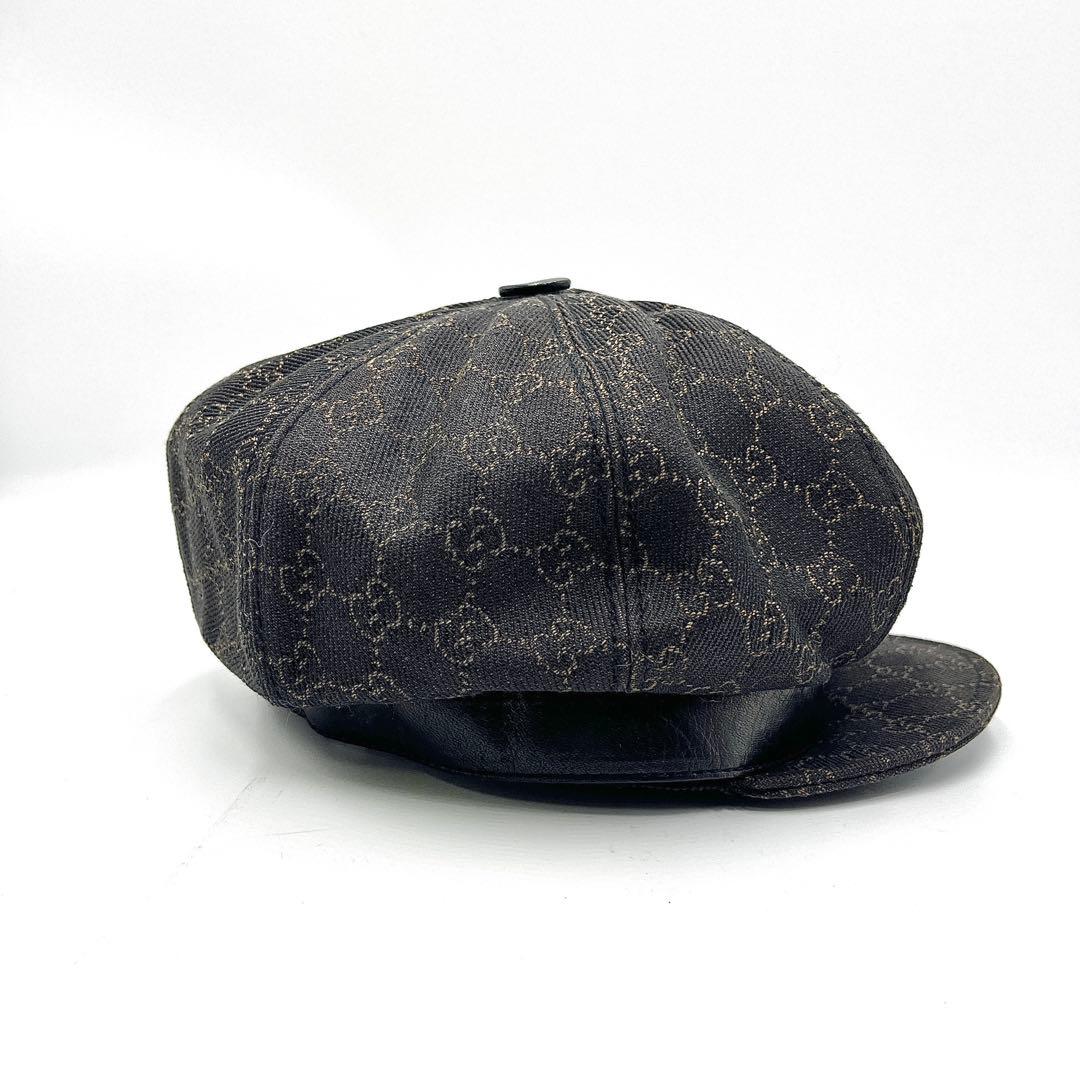 【美品】グッチ ハット 帽子 GG柄 ダークブラウン 濃茶 サイズXL