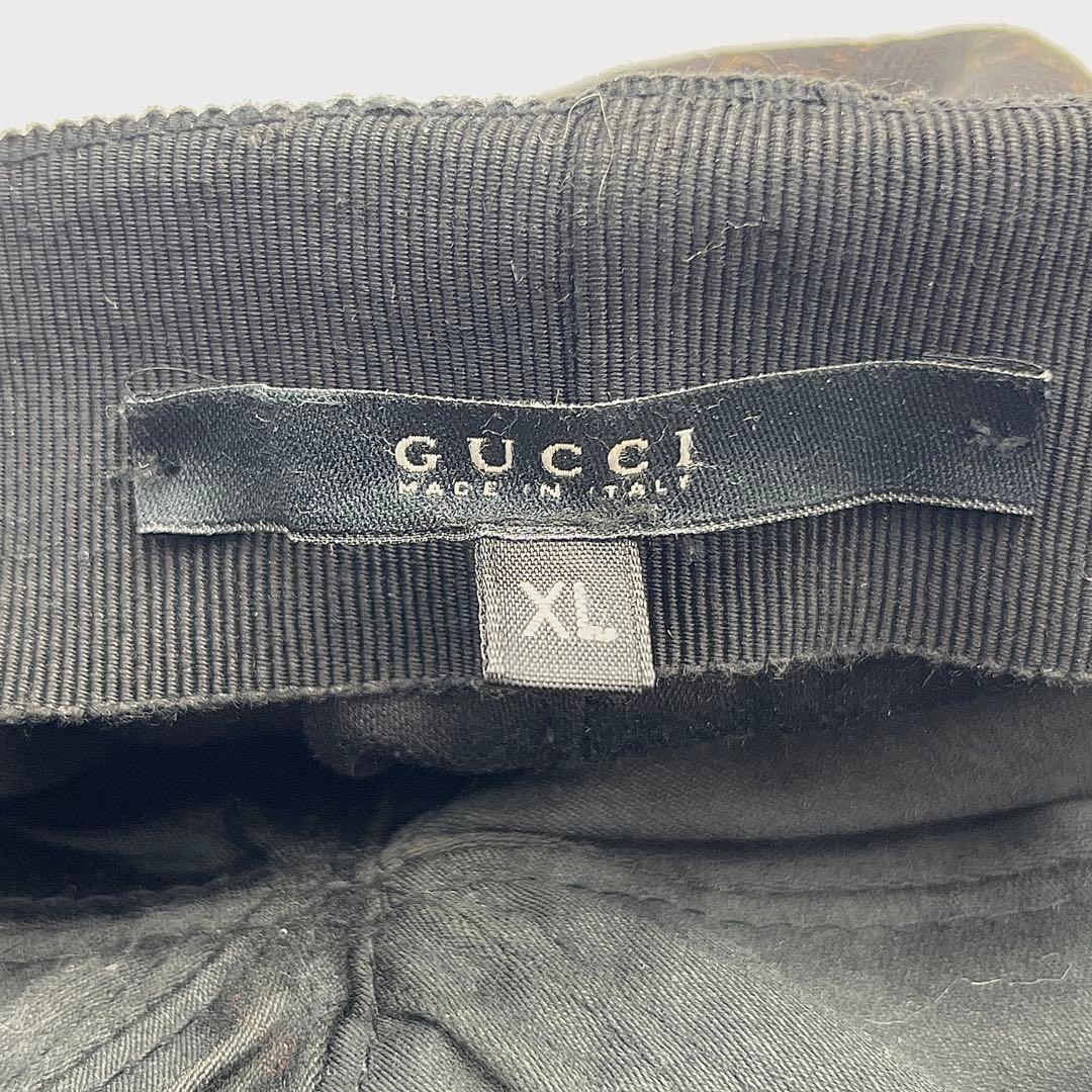 【美品】グッチ ハット 帽子 GG柄 ダークブラウン 濃茶 サイズXL