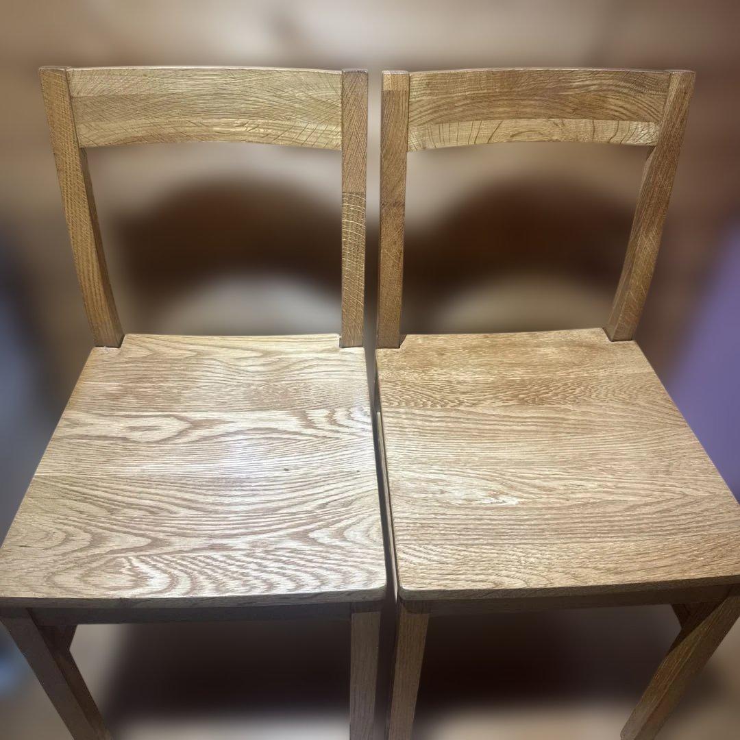 無印良品　無垢材オーク材 チェア 2脚セット