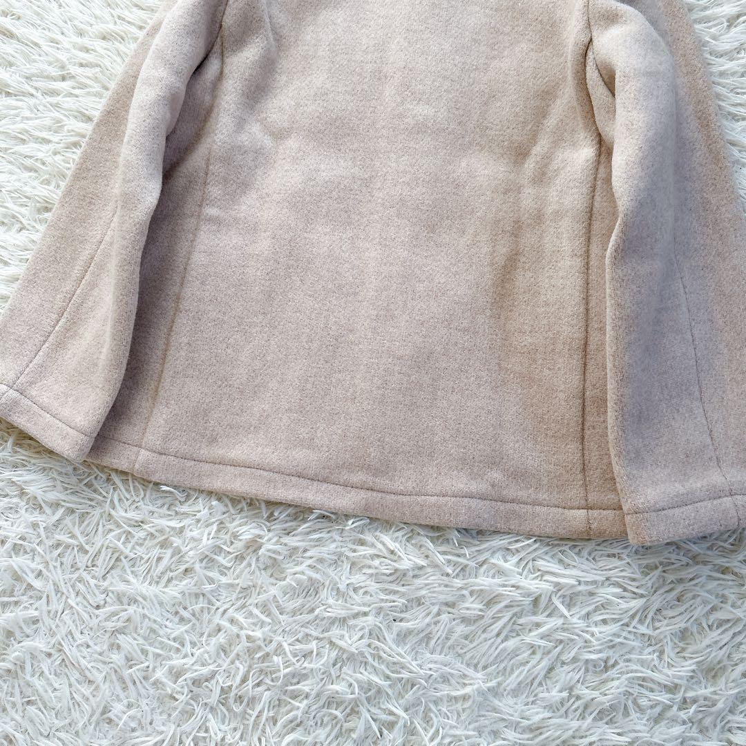 新品　ダントン　ノーカラーコート　短丈　ベージュ　ロゴワッペン　サイズ36