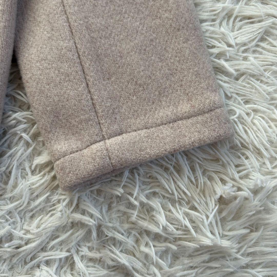 新品　ダントン　ノーカラーコート　短丈　ベージュ　ロゴワッペン　サイズ36