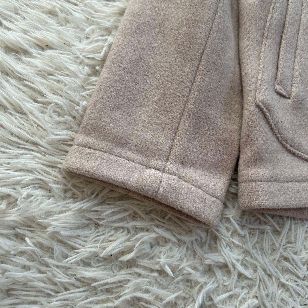 新品　ダントン　ノーカラーコート　短丈　ベージュ　ロゴワッペン　サイズ36