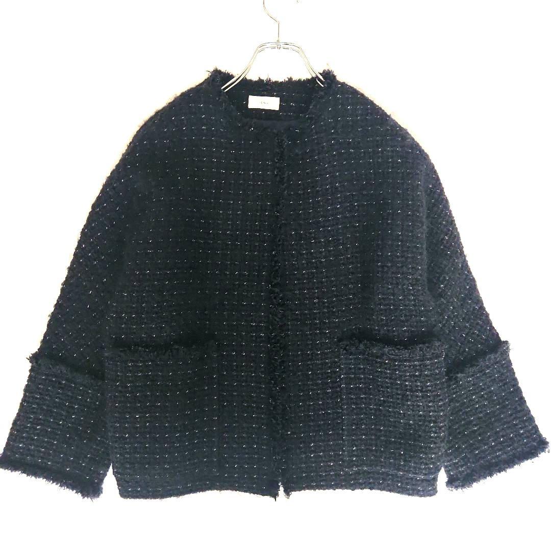 【美品 2022AW】イエナ &NAVY ツイードジャケット ネイビー