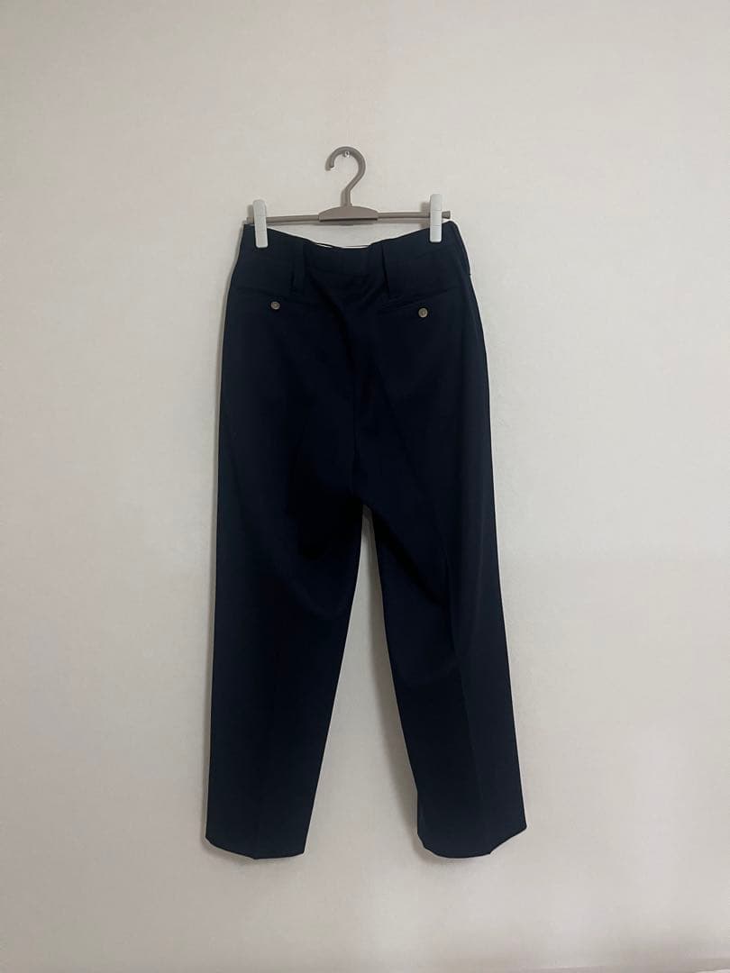 INTÉRIM ヴァージンウールギャバジン 1タック ワイドテーパードスラックス