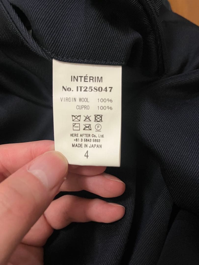 INTÉRIM ヴァージンウールギャバジン 1タック ワイドテーパードスラックス