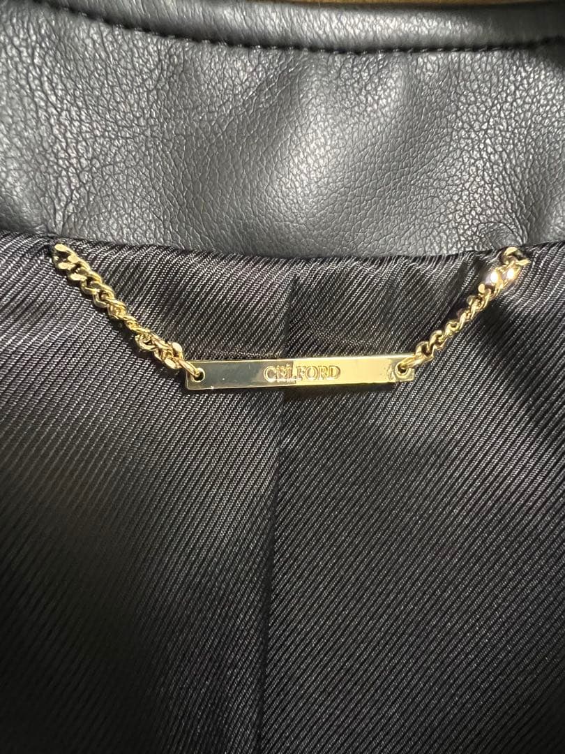 【新品】セルフォード　レザーライクノーカラージャケット