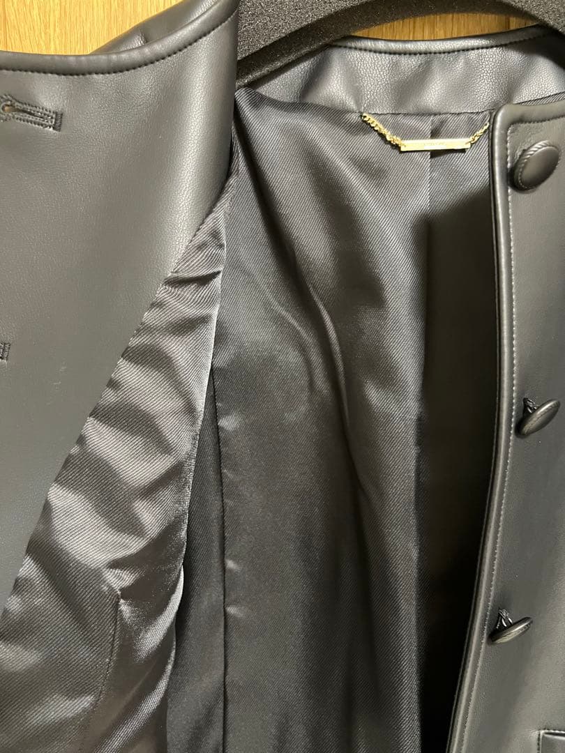 【新品】セルフォード　レザーライクノーカラージャケット