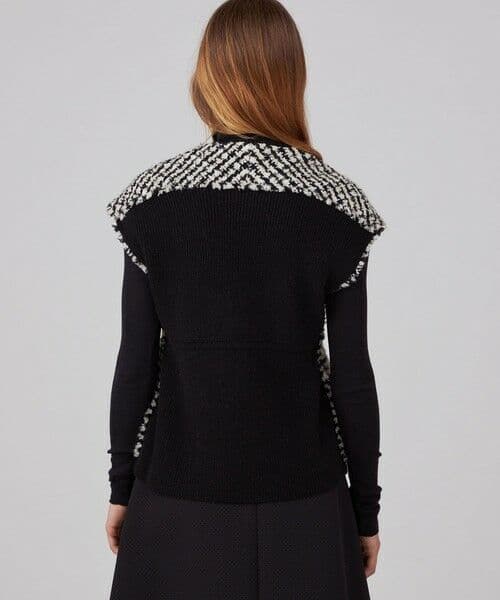 新品【Ballsey】ニットコンビツイード フレンチスリーブジレ